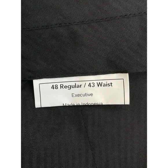 Jos A Bank Suit Men 48R Black 100% Wool 2-Button Pants 43 x 31 - 2 Piece Set